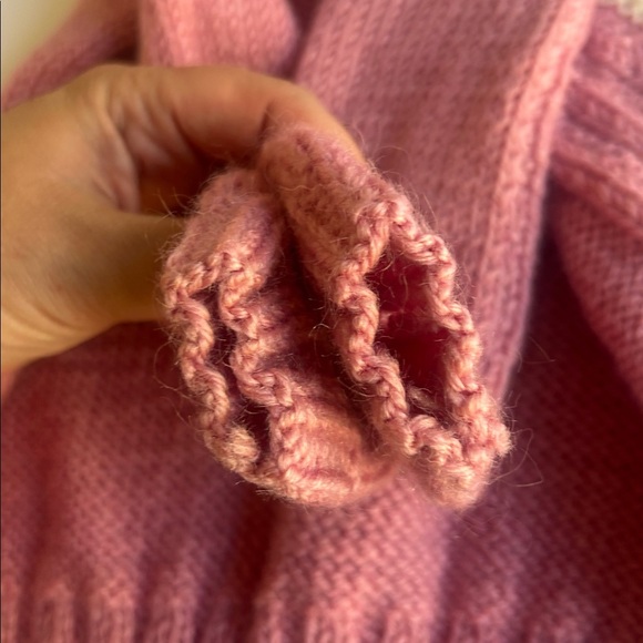 Vintage Pink Cable Knit Cardigan with White Buttons - Picture 4 of 5